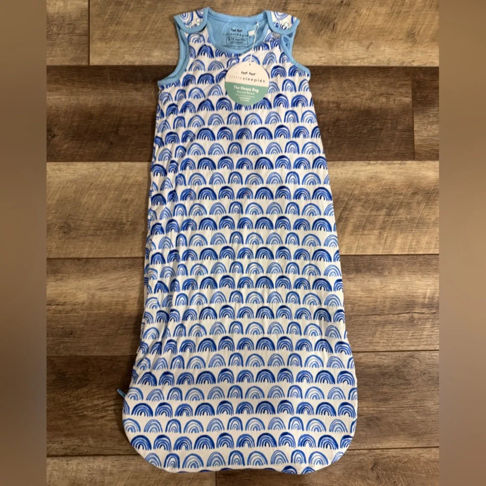 Little Sleepies Blue Rainbow Wearable Blanket Bamboo Sleepy Bag Sleep Sack 6-18 - Picture 3 of 13